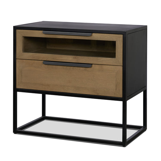 Sloan Light Brown W/ Black Metal Frame Side Table
