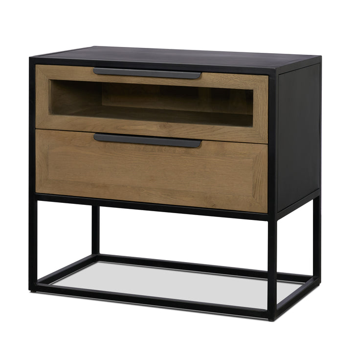 Sloan Light Brown W/ Black Metal Frame Side Table
