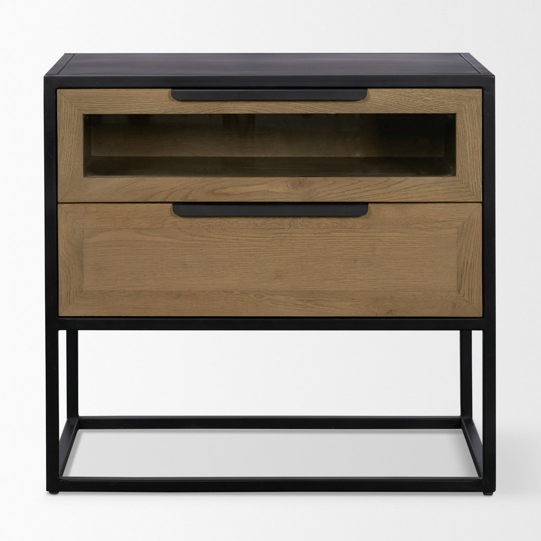 Sloan Light Brown W/ Black Metal Frame Side Table