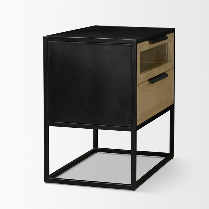 Sloan Light Brown W/ Black Metal Frame Side Table