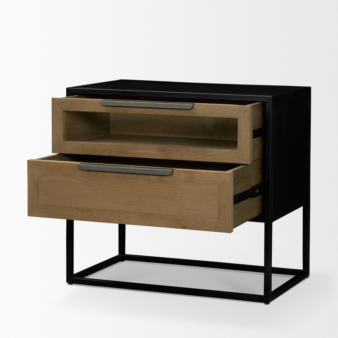 Sloan Light Brown W/ Black Metal Frame Side Table