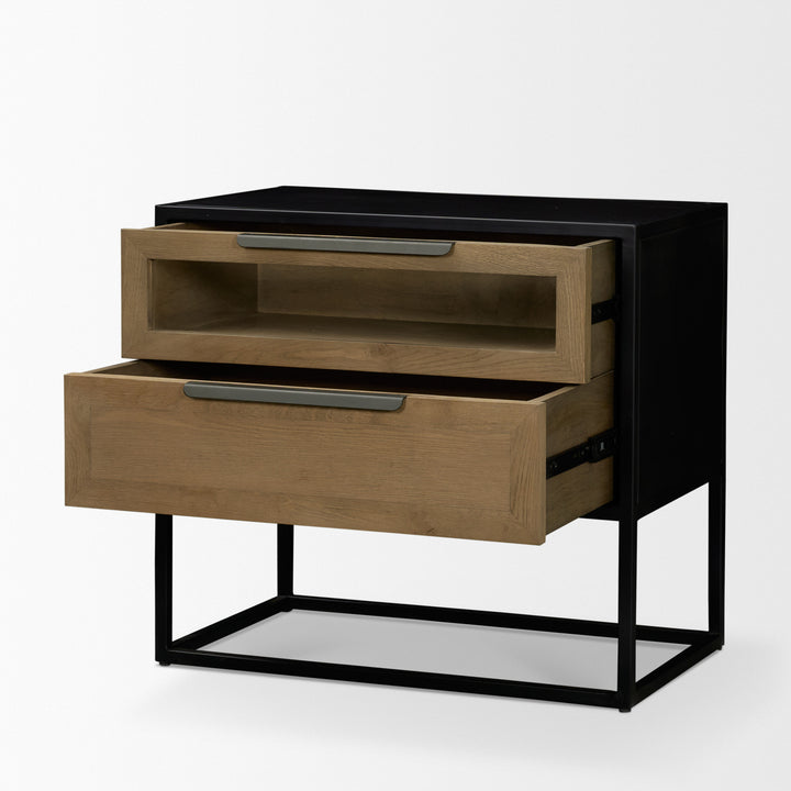 Sloan Light Brown W/ Black Metal Frame Side Table