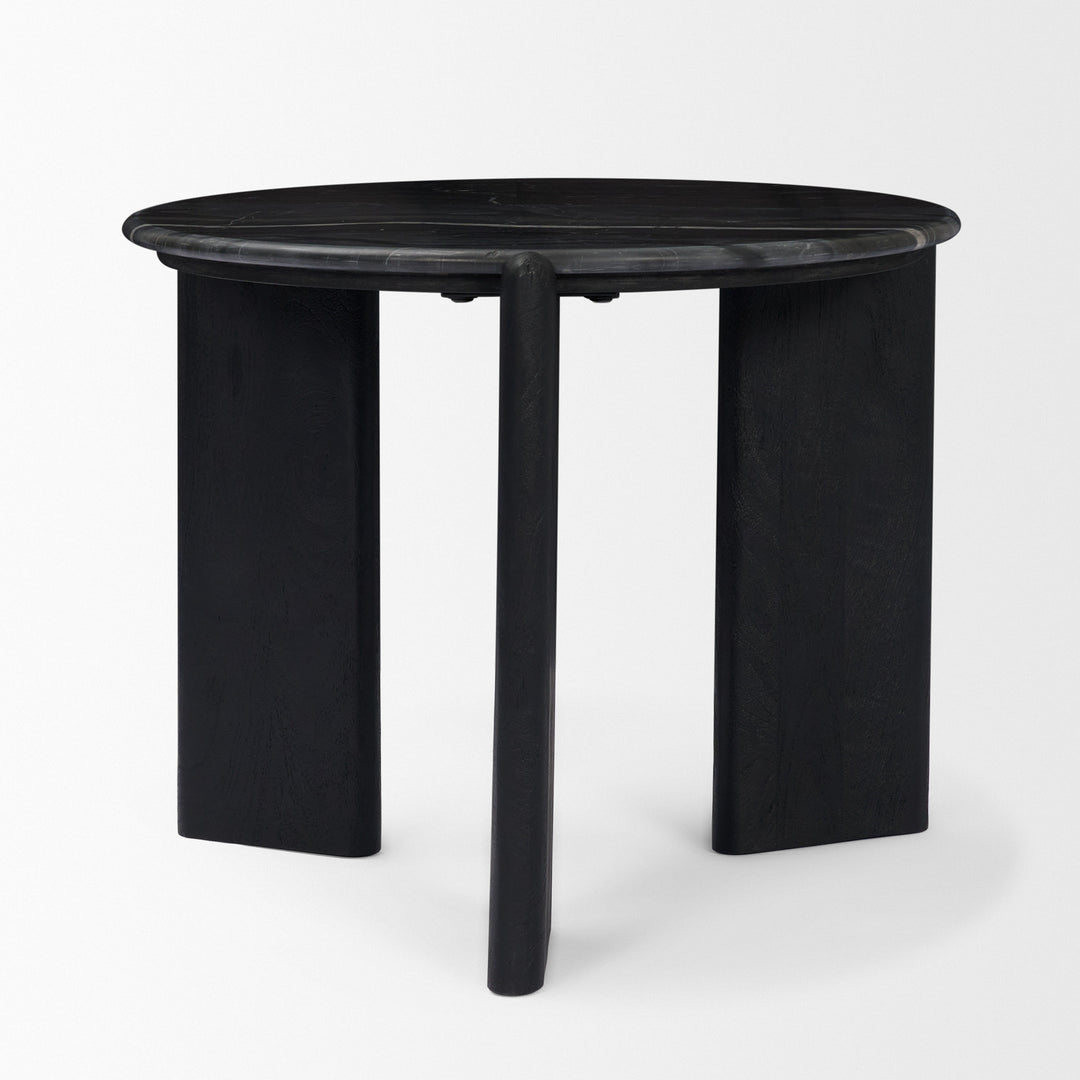 Rumer Black Wood w/ Black Marble Side Table