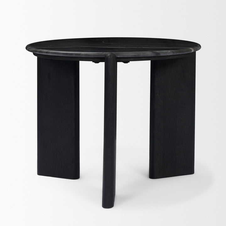 Rumer Black Wood w/ Black Marble Side Table