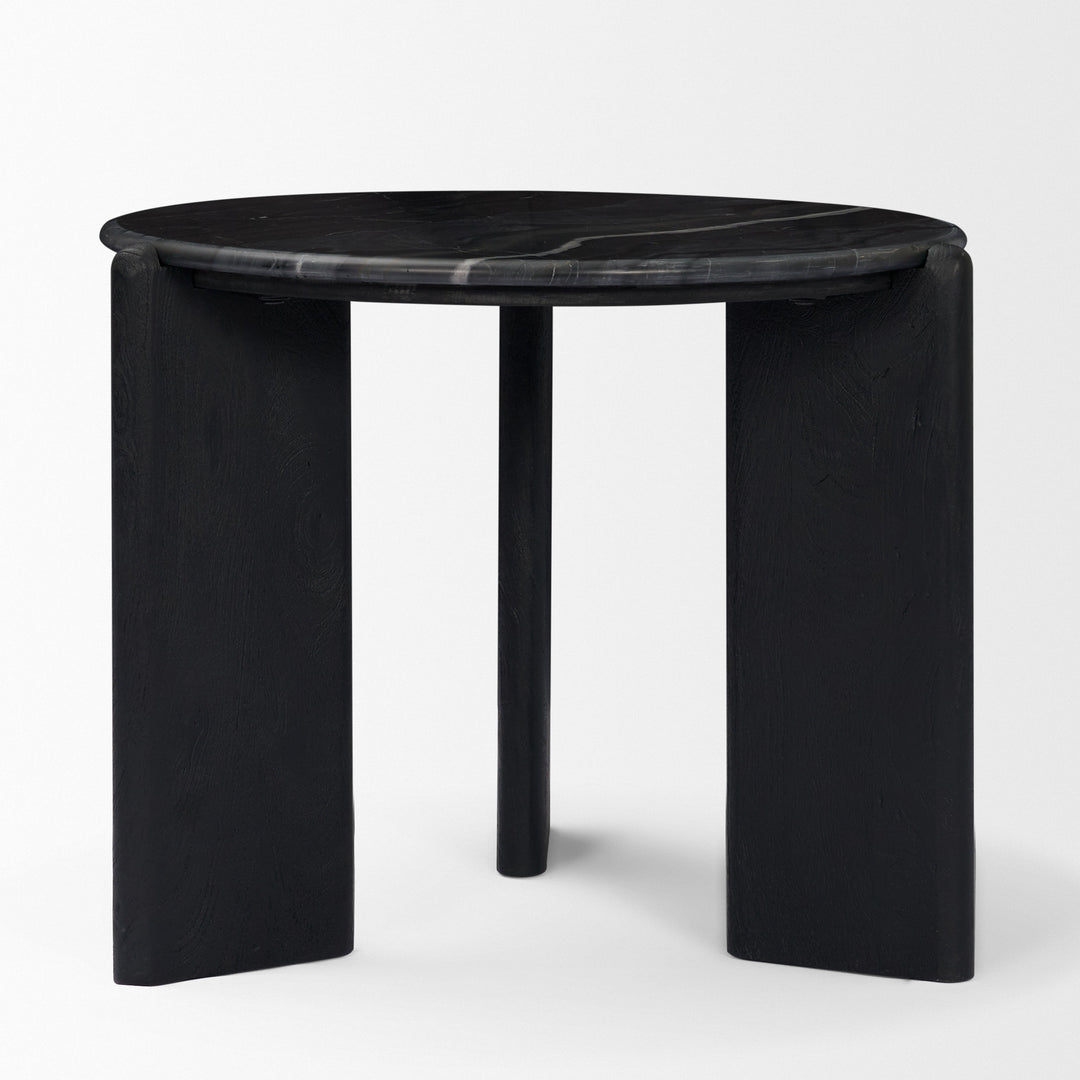 Rumer Black Wood w/ Black Marble Side Table