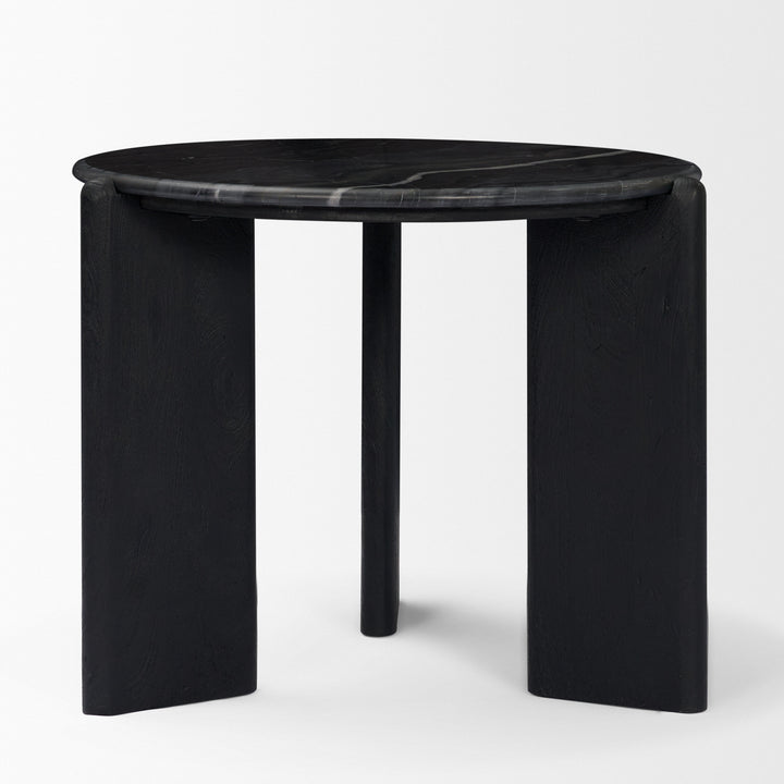 Rumer Black Wood w/ Black Marble Side Table