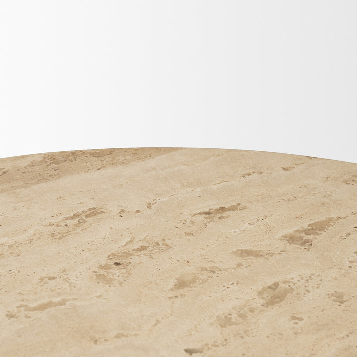 Allyson 42" Light Wood Base w/ Travertine Top Dining Table