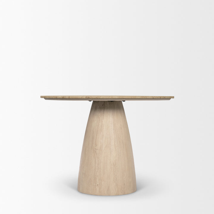 Allyson 42" Light Wood Base w/ Travertine Top Dining Table