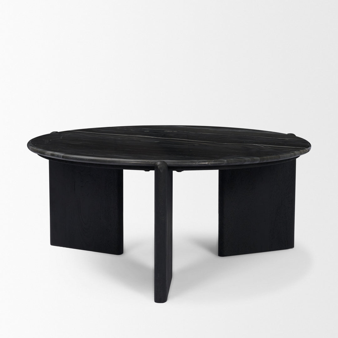Rumer Black Wood w/ Black Marble Coffee Table