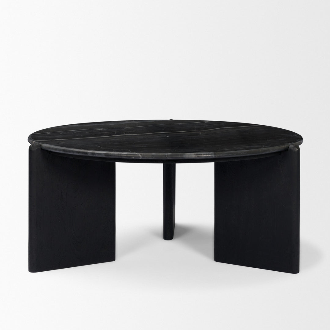 Rumer Black Wood w/ Black Marble Coffee Table