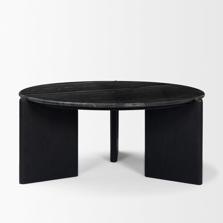 Rumer Black Wood w/ Black Marble Coffee Table
