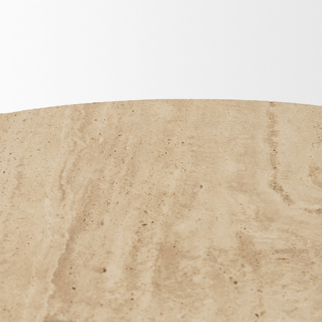Allyson 36" Light Wood Base w/ Travertine Top Coffee Table