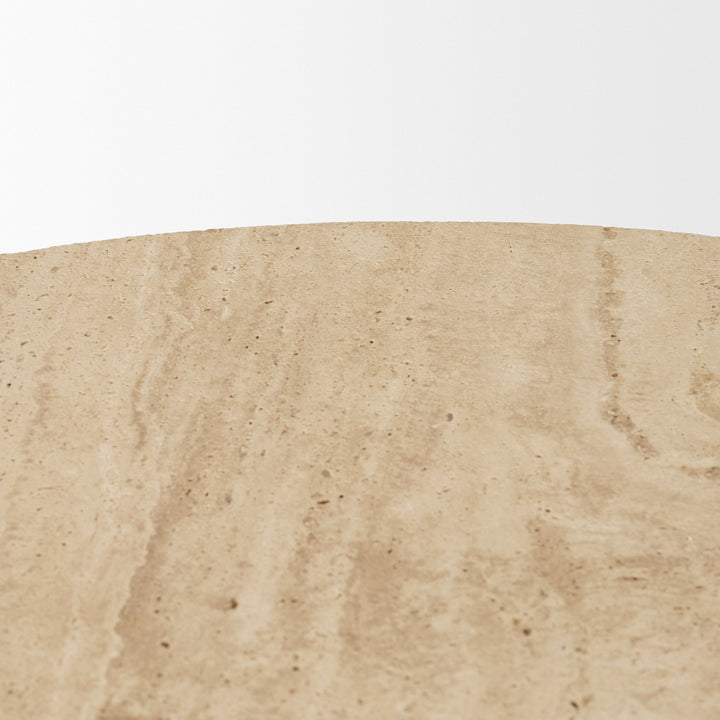 Allyson 36" Light Wood Base w/ Travertine Top Coffee Table