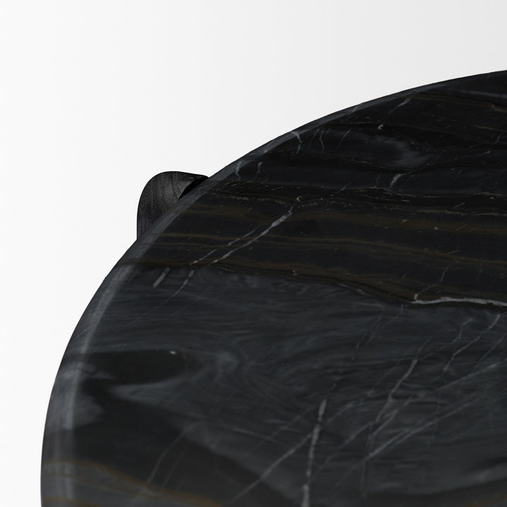 Rumer Black Wood w/ Black Marble Side Table