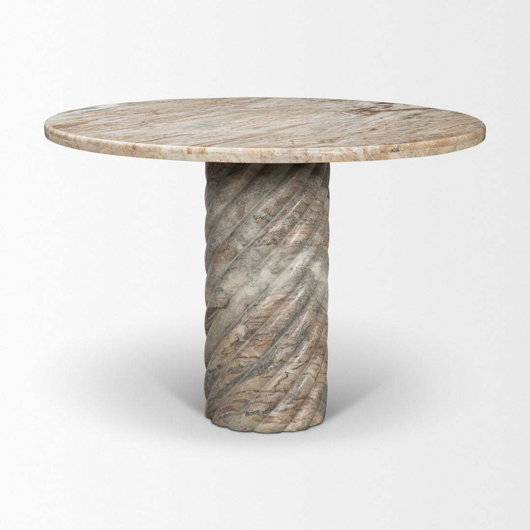 Ravello 42" Pink Marble Swirl Pedestal Base Round Dining Table