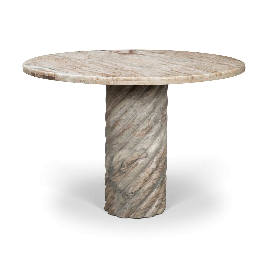 Ravello 42" Pink Marble Swirl Pedestal Base Round Dining Table