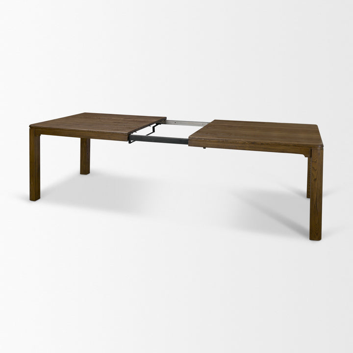 Kendrix 84" Dark Brown Oak Wood Extendable Rectangular Dining Table