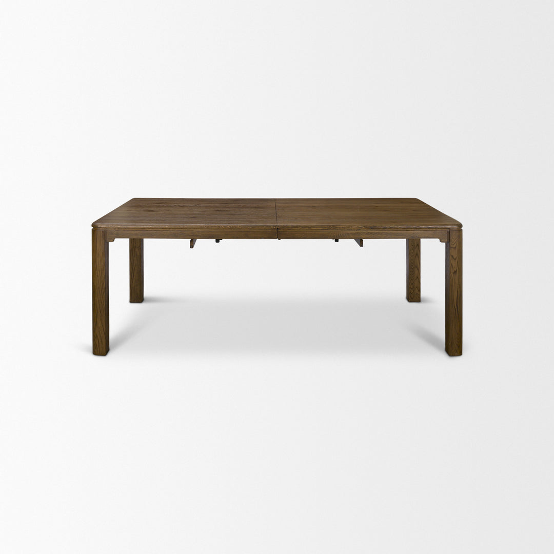 Kendrix 84" Dark Brown Oak Wood Extendable Rectangular Dining Table