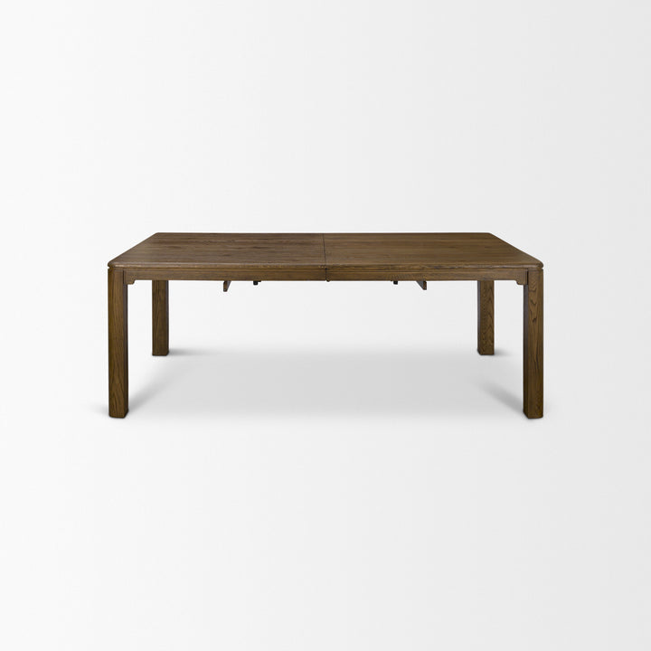 Kendrix 84" Dark Brown Oak Wood Extendable Rectangular Dining Table