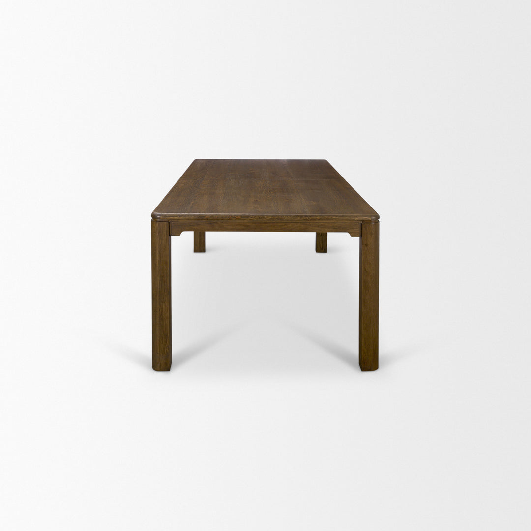 Kendrix 84" Dark Brown Oak Wood Extendable Rectangular Dining Table