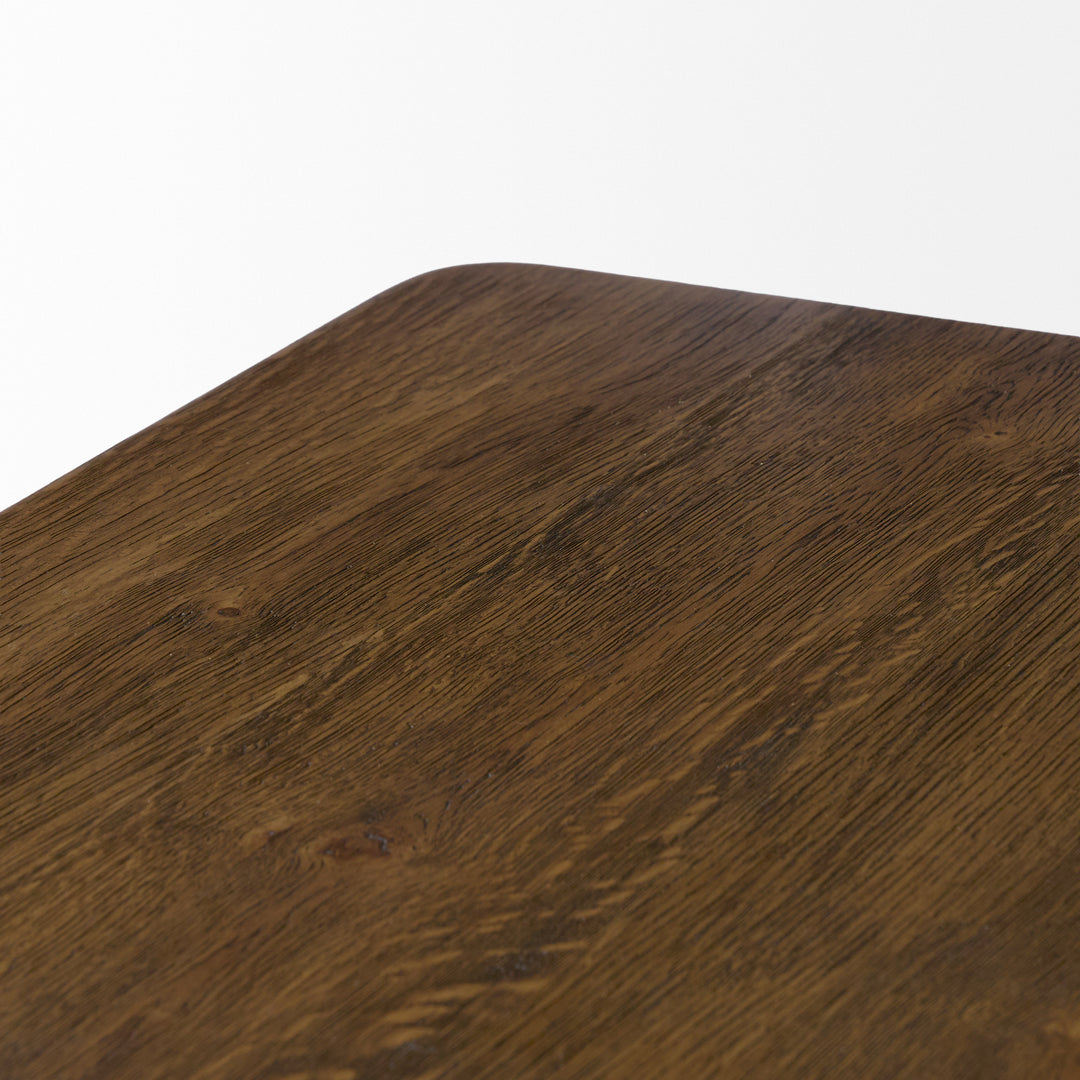 Kendrix 84" Dark Brown Oak Wood Extendable Rectangular Dining Table