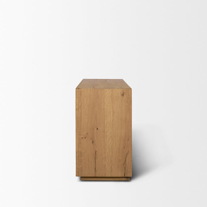 Travona Oak Wood w/ Travertine 6 Drawer Dresser