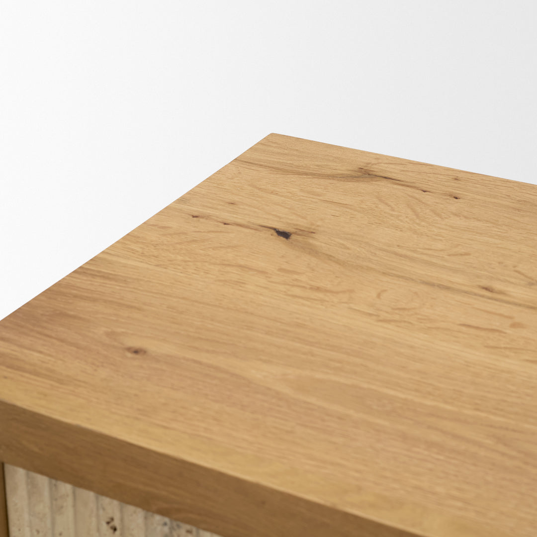 Travona Oak Wood w/ Travertine 6 Drawer Dresser