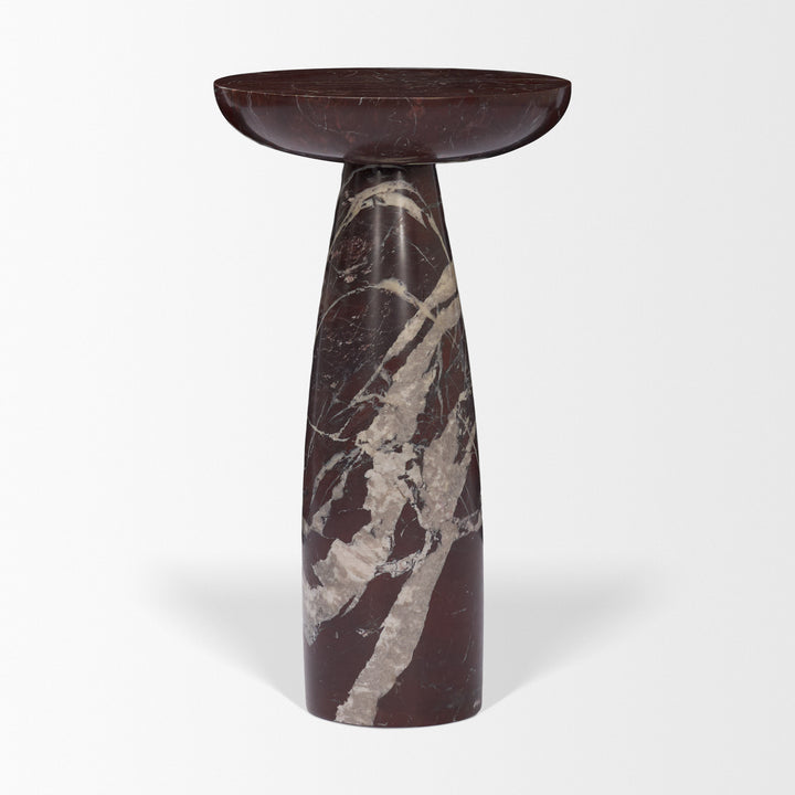 Bellancia Rosso Red Levanto Marble Pedastal Side Table