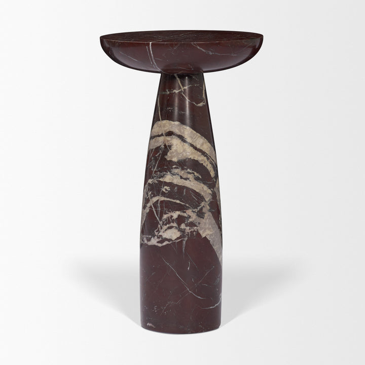 Bellancia Rosso Red Levanto Marble Pedastal Side Table