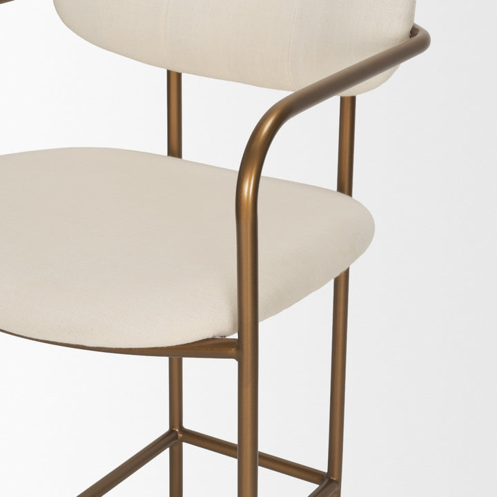 Parker Cream Fabric Seat Gold Metal Counter Stool