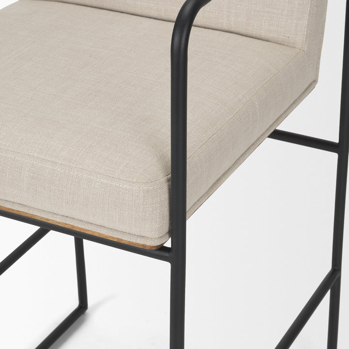 Stamford 36.5" Light Beige Upholstered Seat w/ Wood Back, Metal Frame Counter Stool