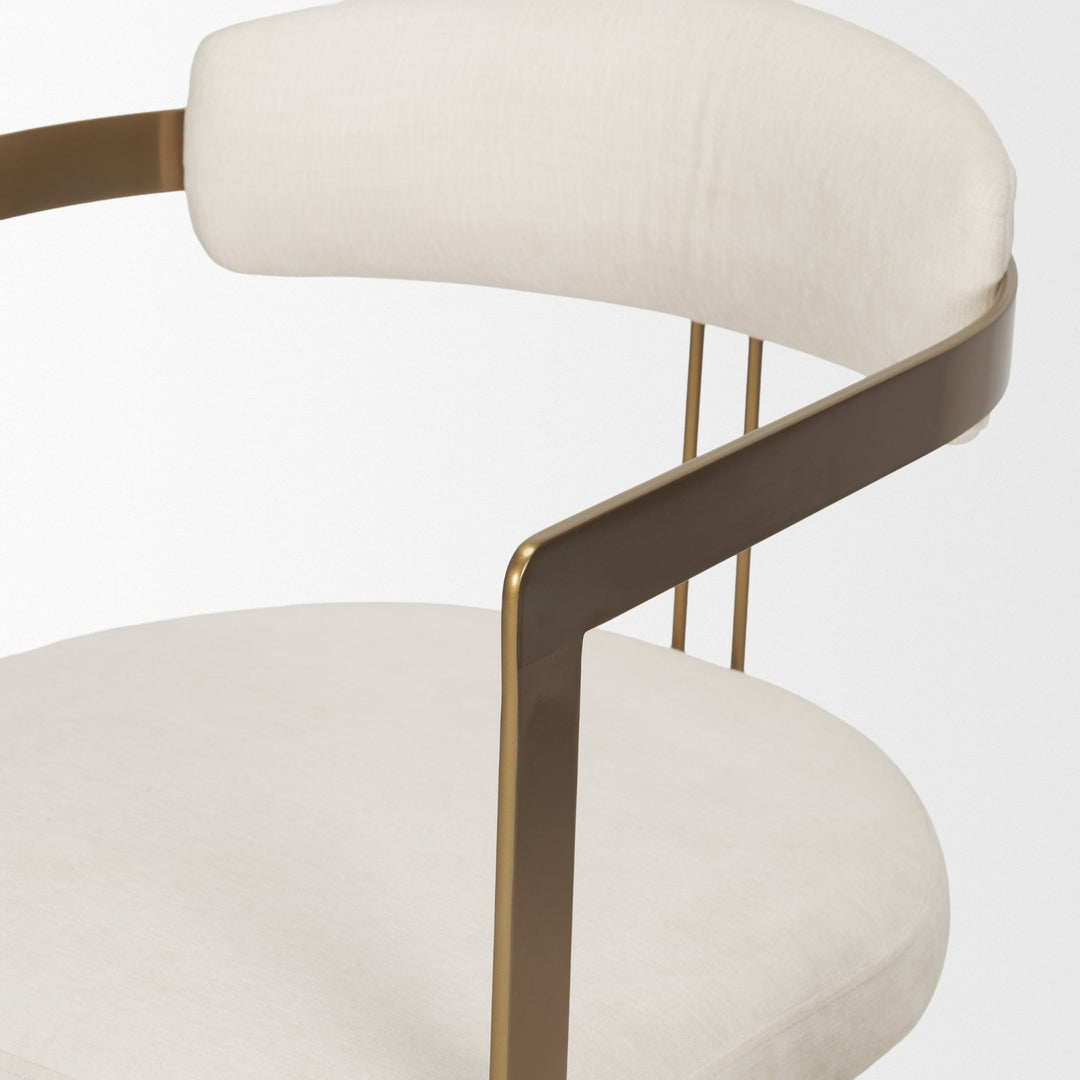 Hollyfield II Cream Fabric Seat W/ Gold Iron Frame Dining Chair