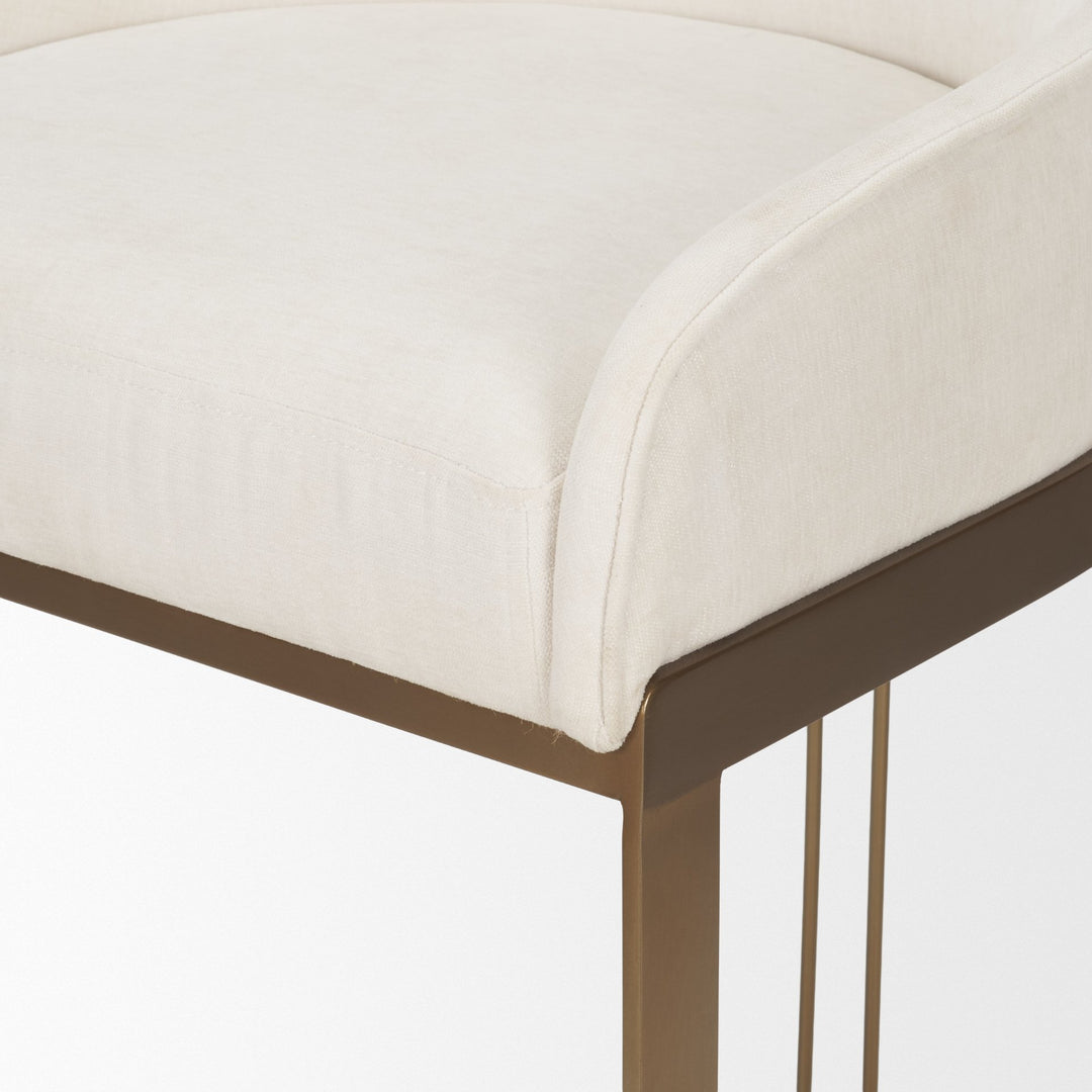 Hollyfield II Cream Fabric Seat W/ Gold Metal Base Counter Stool