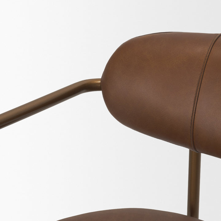 Parker Brown Leather Seat Gold Metal Counter Stool