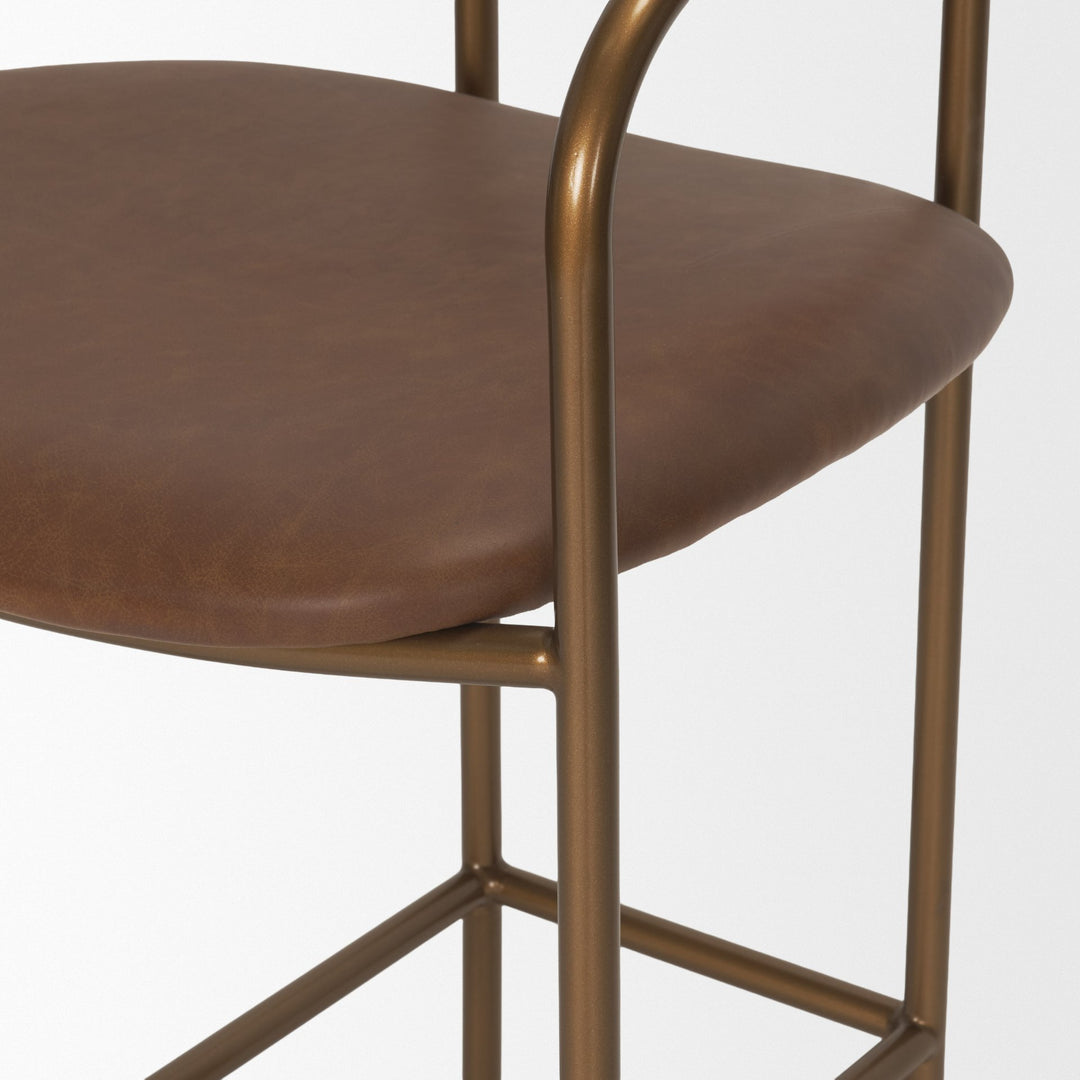 Parker Brown Leather Seat Gold Metal Counter Stool