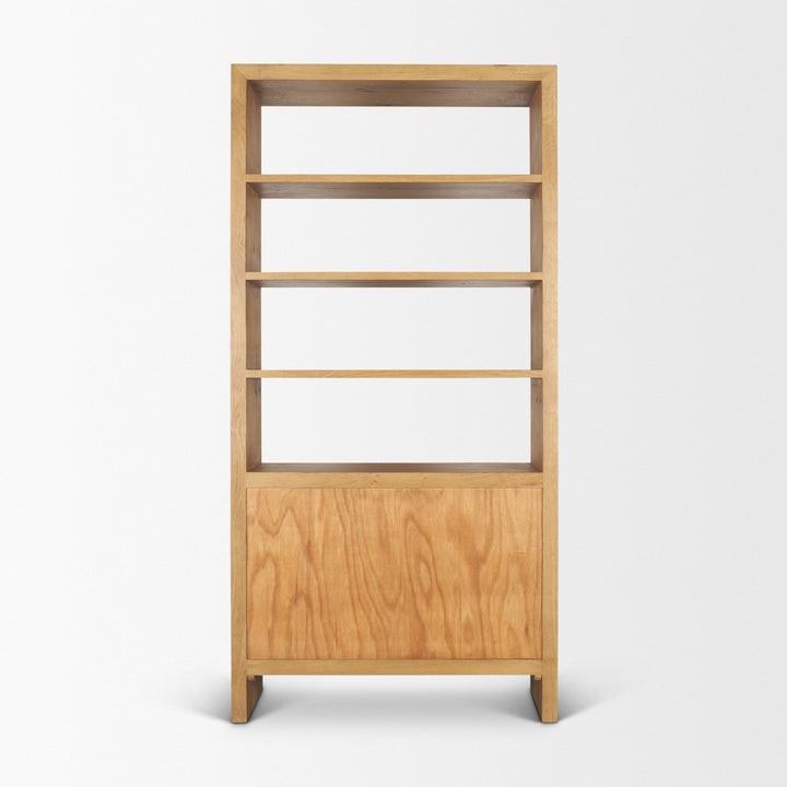 Belford 2-Door Open Light Brown Oak Wood Shelving Unit