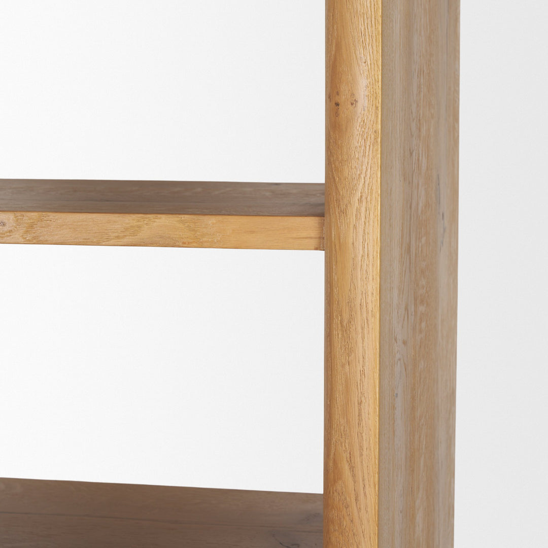 Belford 2-Door Open Light Brown Oak Wood Shelving Unit