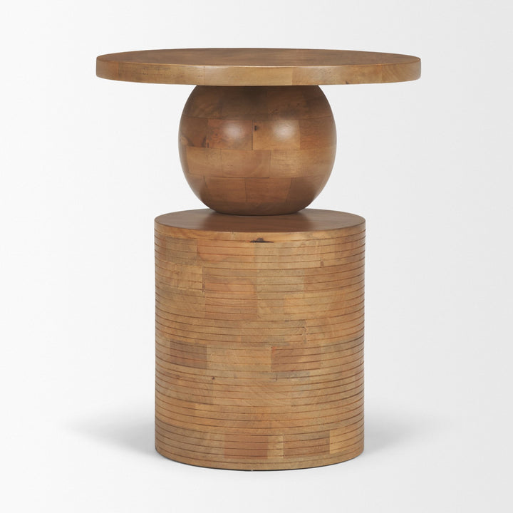 Stack Light Brown Wood Geometric Accent Table