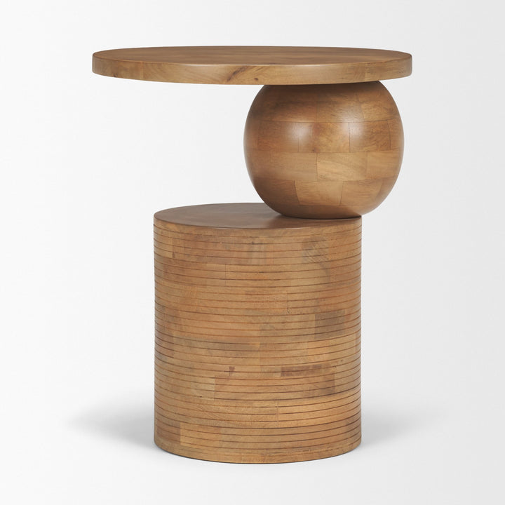 Stack Light Brown Wood Geometric Accent Table