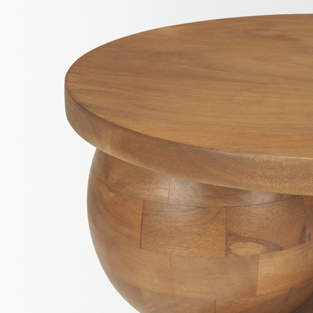Stack Light Brown Wood Geometric Accent Table