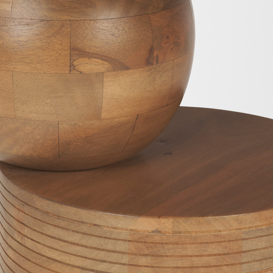 Stack Light Brown Wood Geometric Accent Table