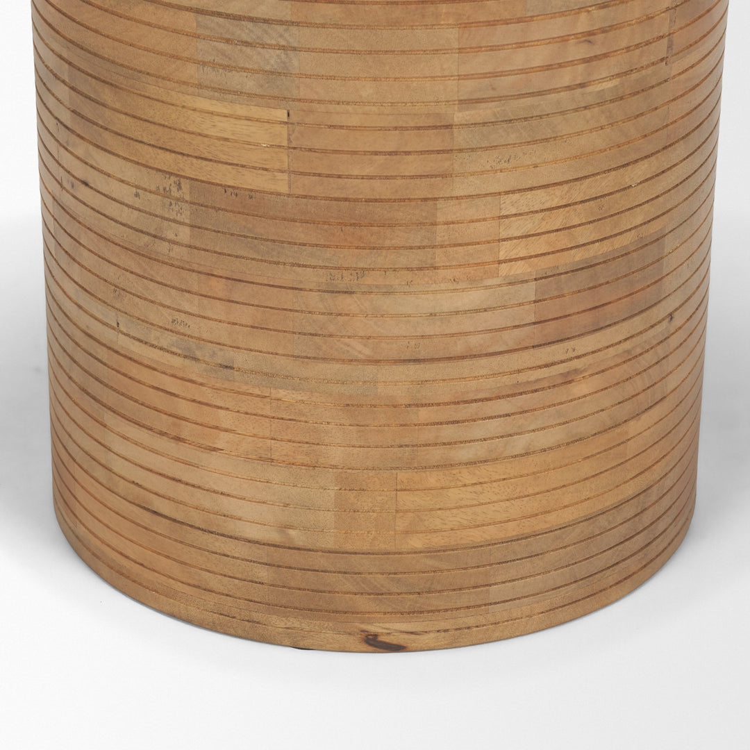 Stack Light Brown Wood Geometric Accent Table