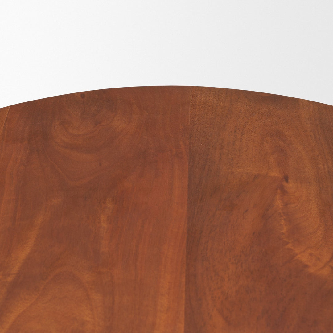 Mora Medium Brown Wood 3-Legged Accent Table