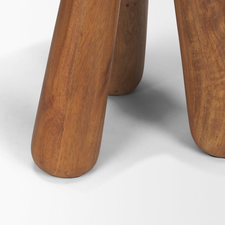 Mora Medium Brown Wood 3-Legged Accent Table