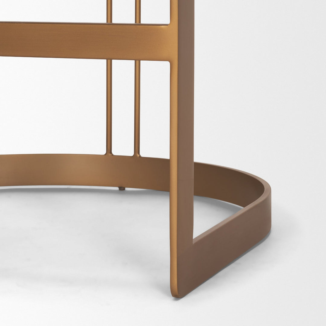 Hollyfield II Charcoal-Brown Leather Seat Gold Metal Base Counter Stool