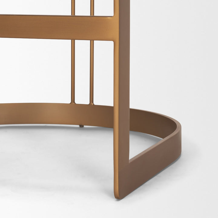 Hollyfield II Charcoal-Brown Leather Seat Gold Metal Base Counter Stool