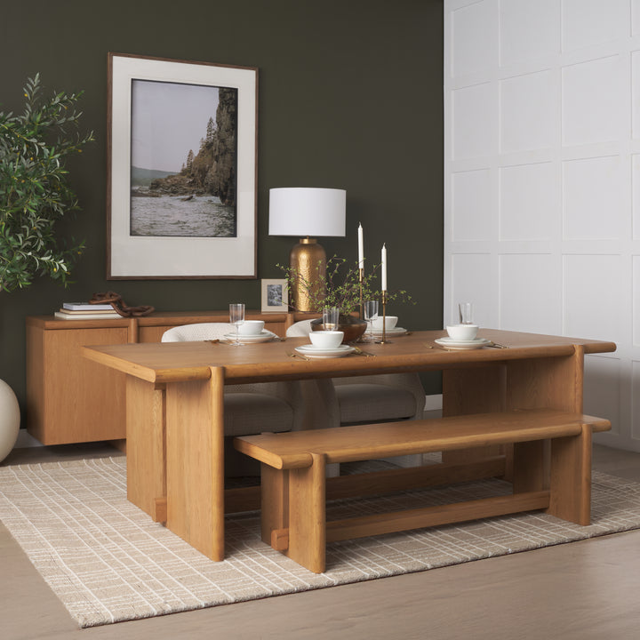 Rowan Light Brown Oak Wood Closed 4 Door Sideboard