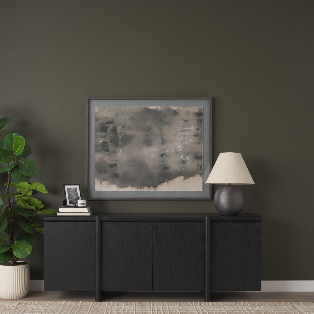 Rowan Black Oak Wood Closed 4 Door Sideboard