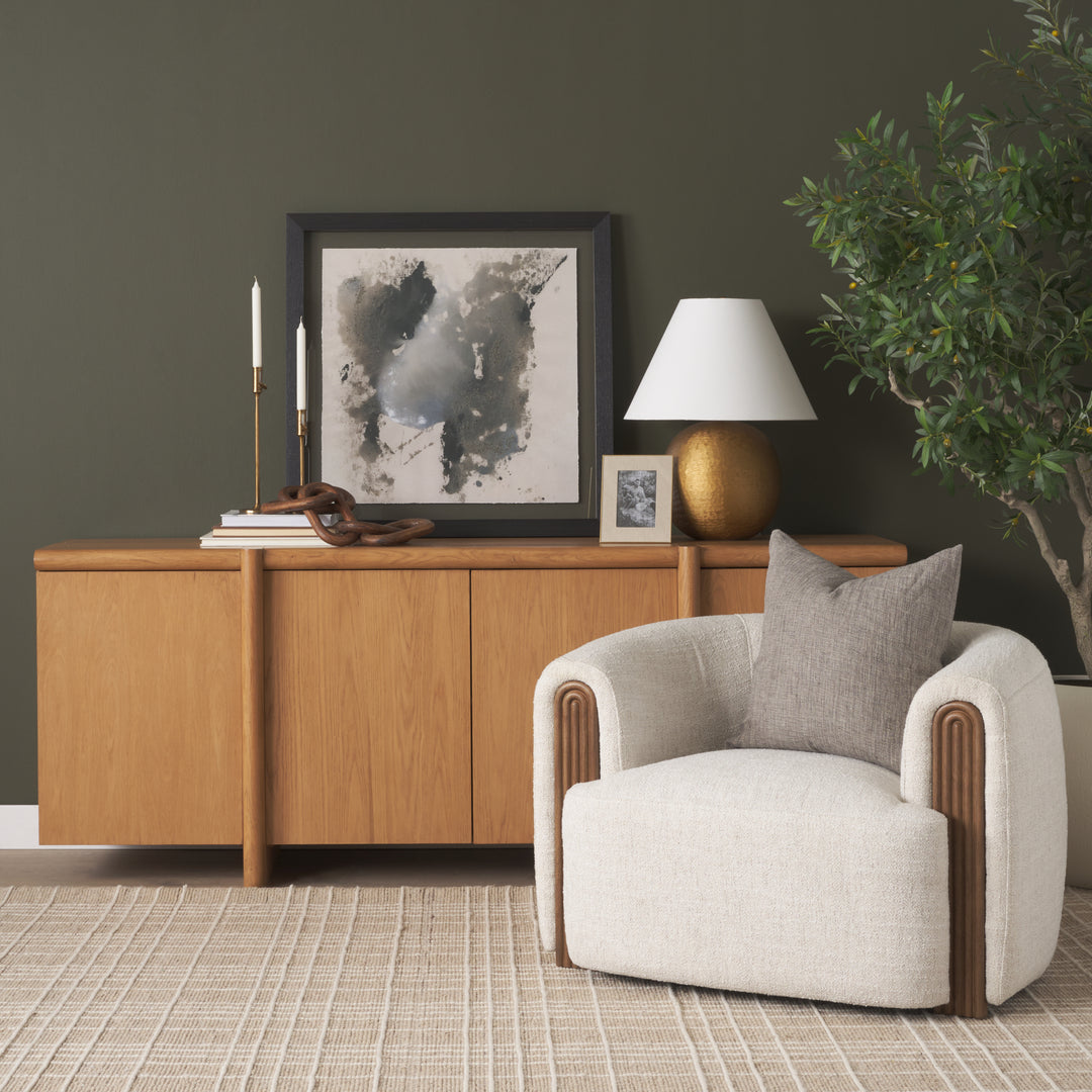 Rowan Light Brown Oak Wood Closed 4 Door Sideboard