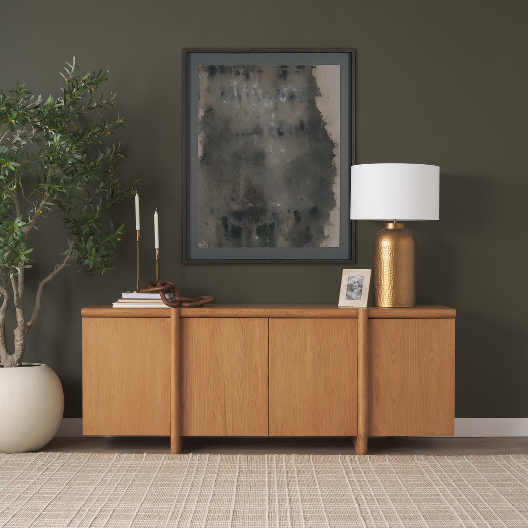 Rowan Light Brown Oak Wood Closed 4 Door Sideboard